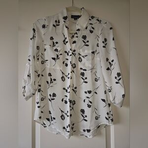 Black Floral Women's Blouse, size XS
